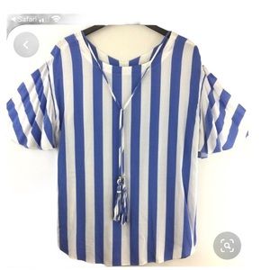 Soft surroundings striped tassel tie top size S